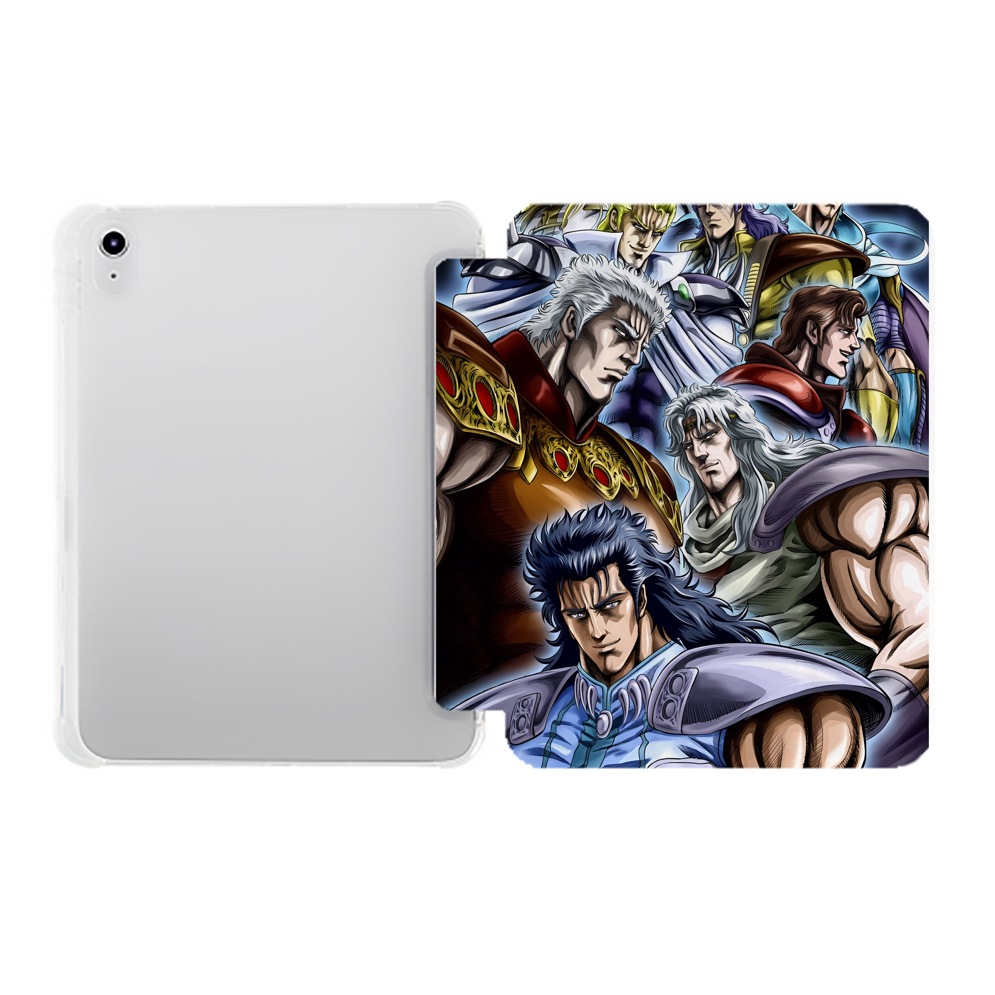 （画像用） 北斗の拳 Fist of the North Star IPad ケース ペン収納付き 三つ折りスタンド PUレザー×シリコン 対応機種9.5/10.5/10.9インチ
